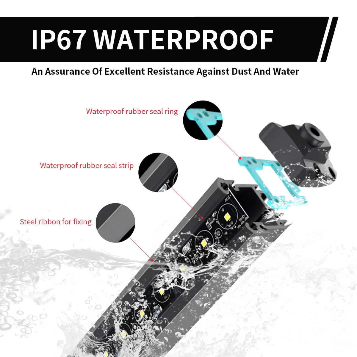 12 Inch Off-Road LED Light Bars Combo Flood Spot Single Row - LASFIT - Image 7