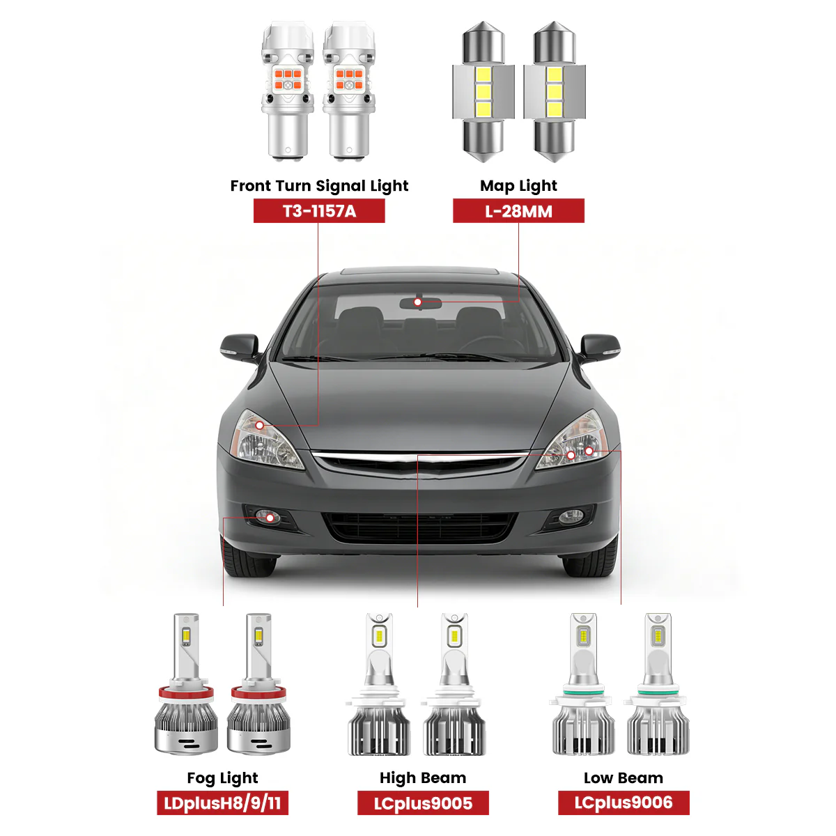 Fit for 2000-2007 Honda Accord LED Bulbs Upgrade