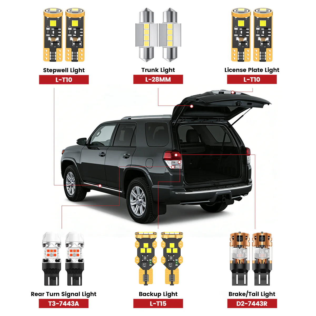 Fit for 2006-2013 Toyota 4Runner LED Bulbs Upgrade - Image 2