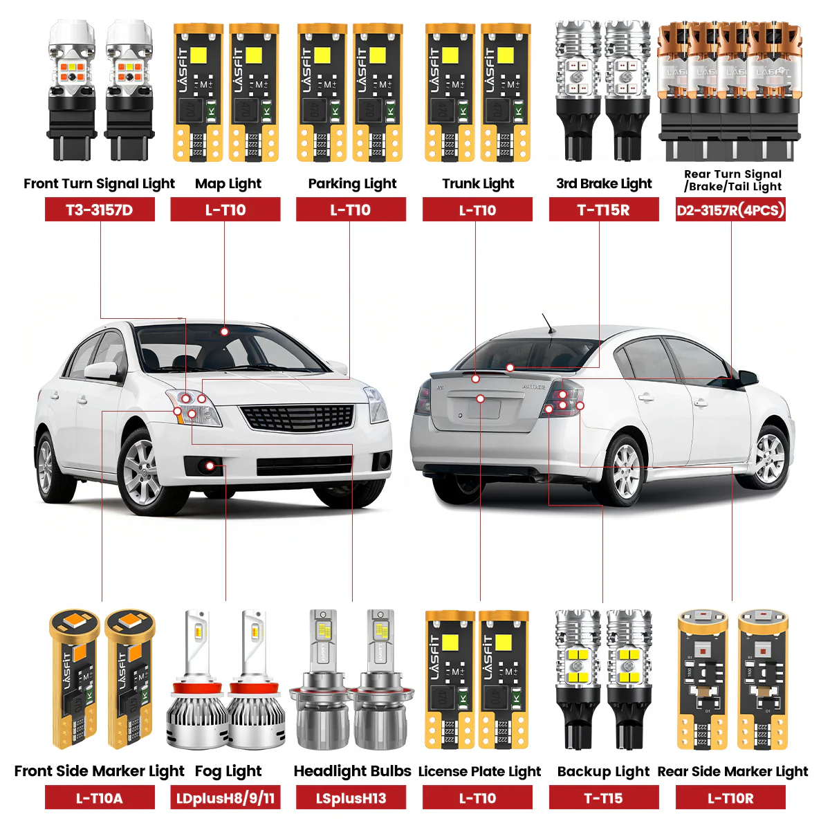 Fit for 2007-2009 Nissan Sentra The Brightest LED Bulbs Upgrade