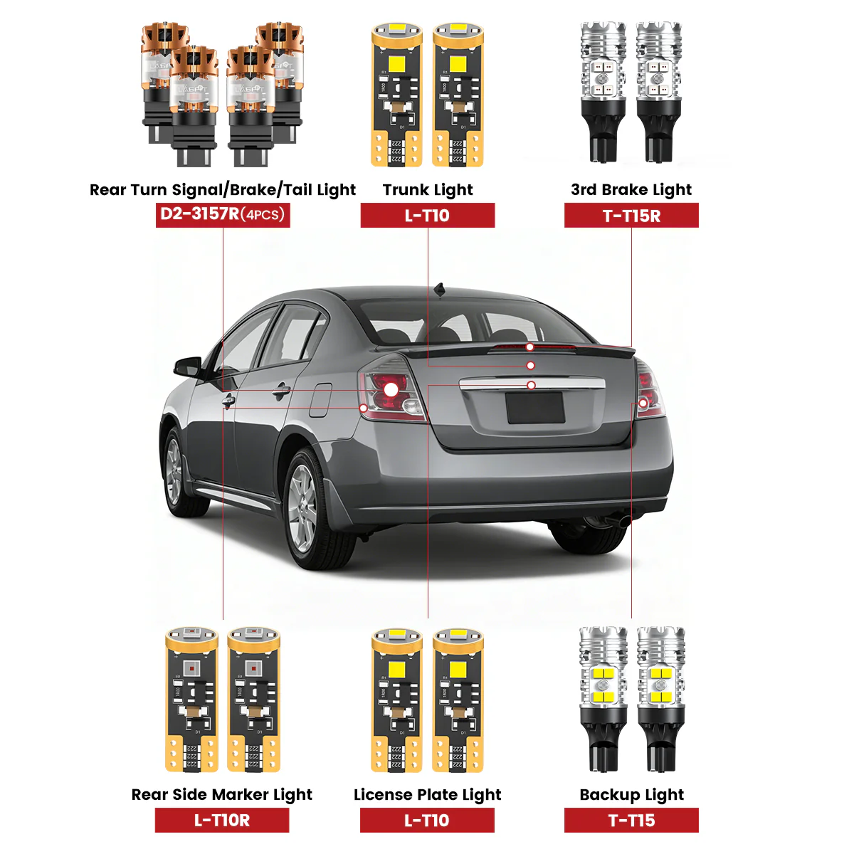 Fit for 2010-2012 Nissan Sentra The Brightest LED Bulbs Upgrade - Image 2