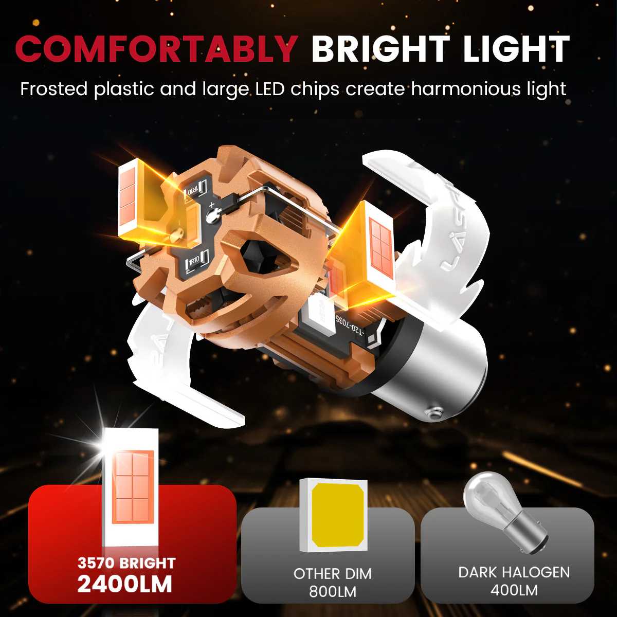 Red 1157 CanBus-Ready Rear Turn Signal Light Brake Light Tail Light LED Bulbs | D2 Series - Image 9