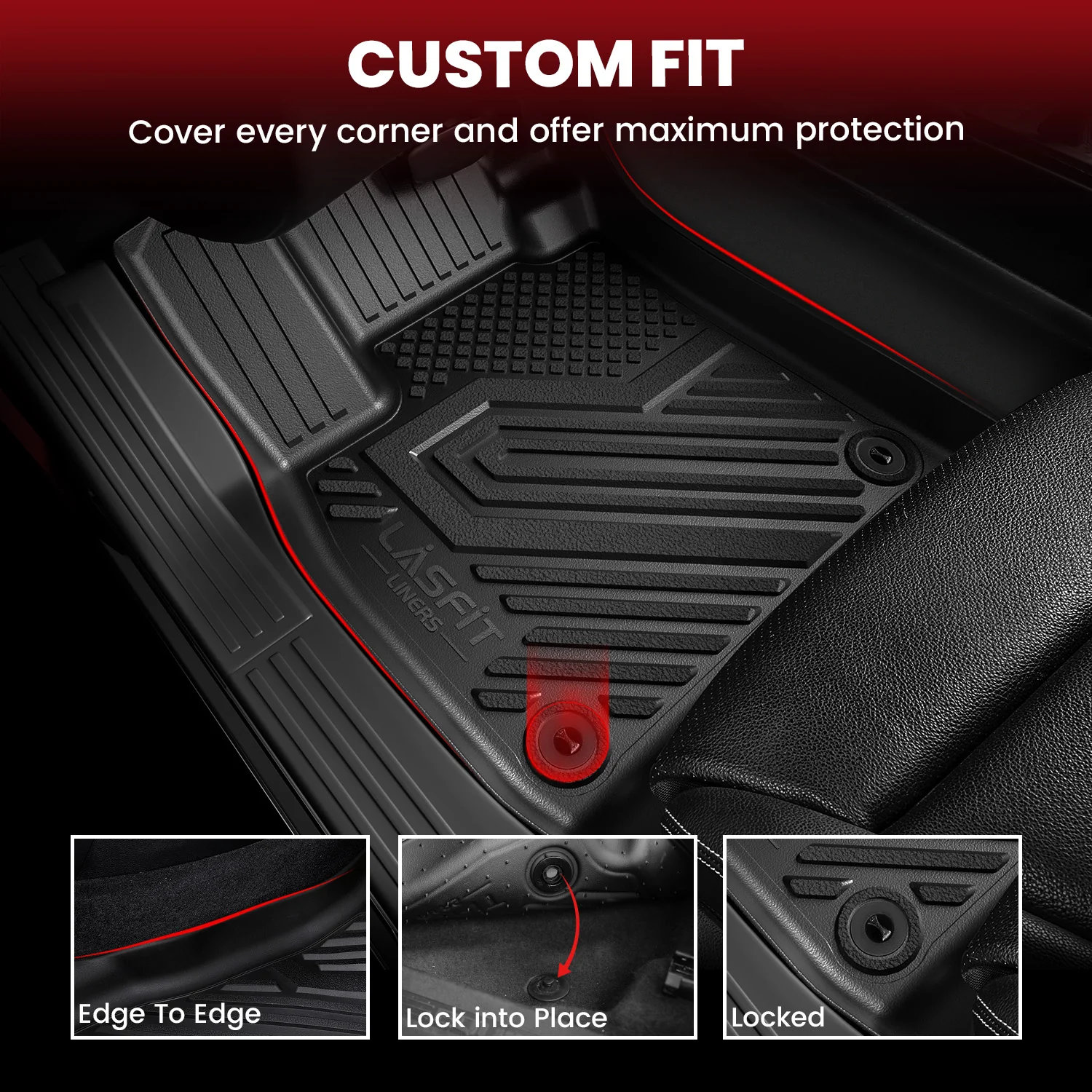 Fit for 2010-2019 Lincoln MKT 3 Row Floor Mats & Cargo & Seatback Mats - Image 3