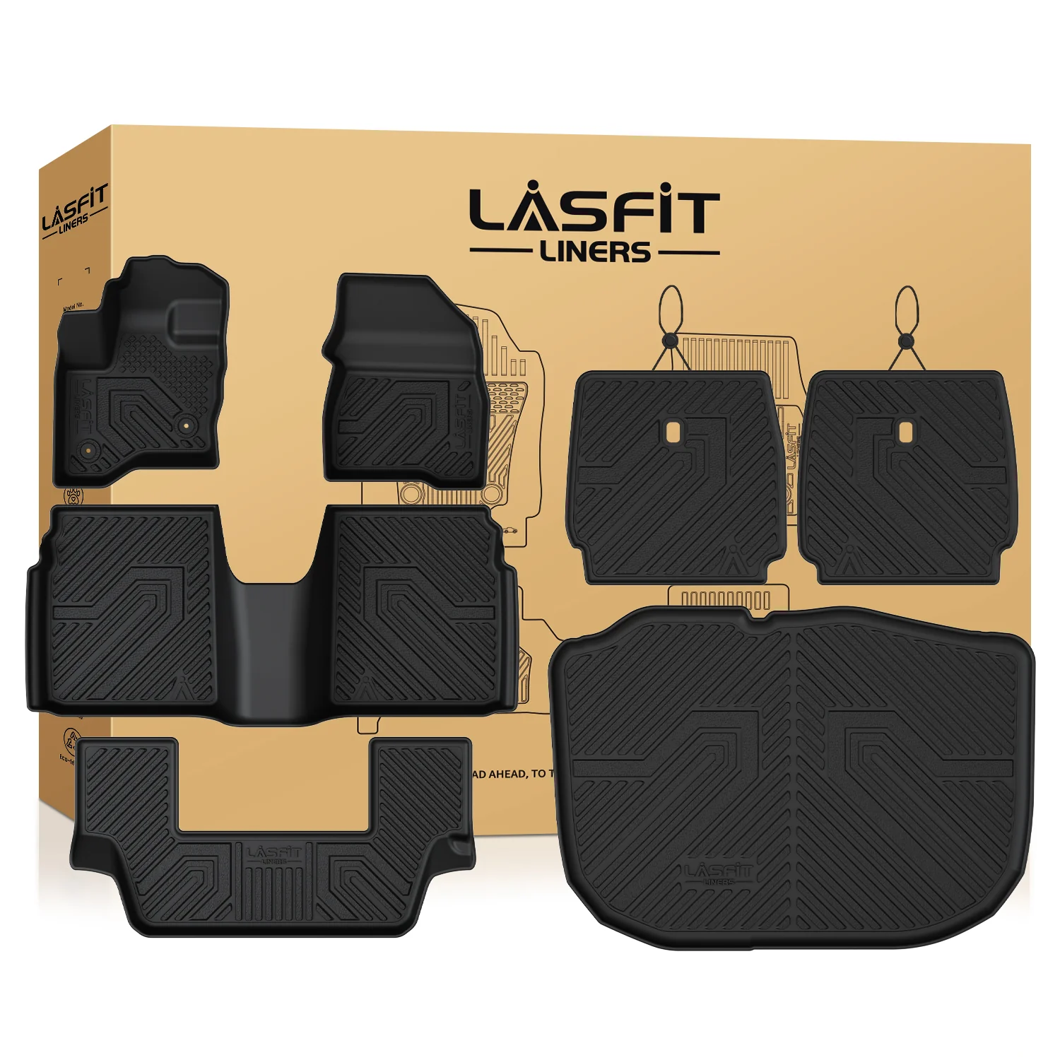 Fit for 2010-2019 Lincoln MKT 3 Row Floor Mats & Cargo & Seatback Mats - Image 8