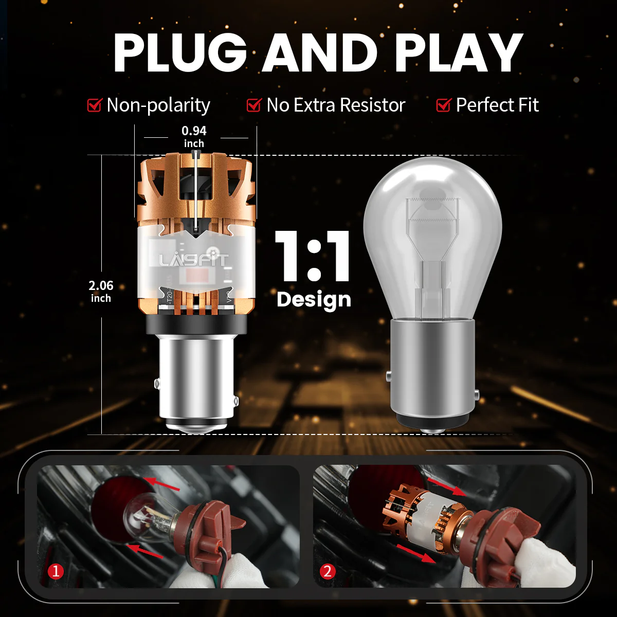 Red 1157 CanBus-Ready Rear Turn Signal Light Brake Light Tail Light LED Bulbs | D2 Series - Image 10