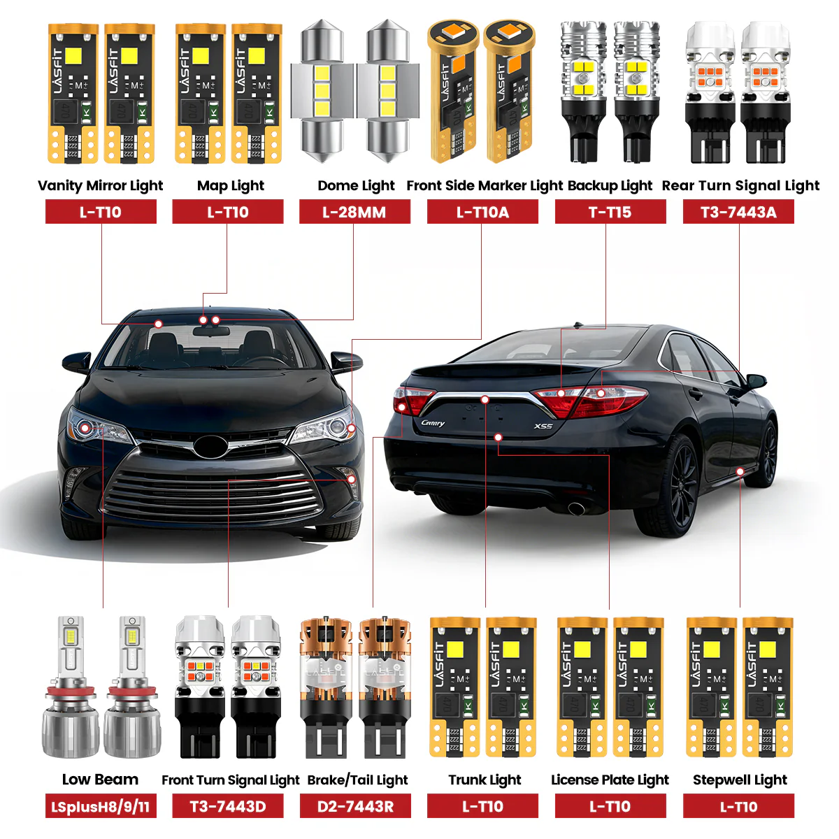 Fit for 2012-2017 Toyota Camry The Brightest LED Bulbs Upgrade