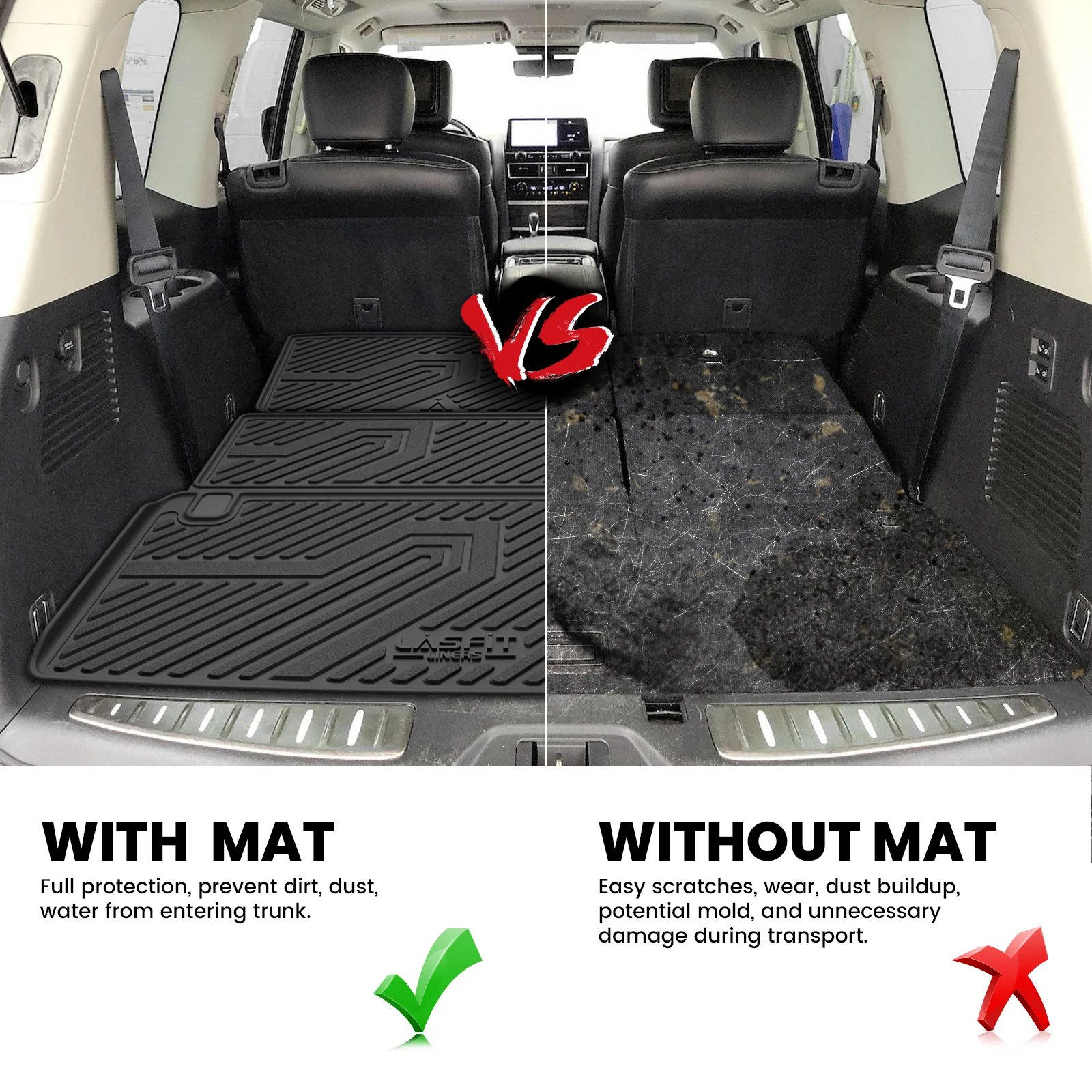 Fit for 2017-2018 Nissan Armada Custom Floor Mats TPE Material 1st & 2nd Row or Seatback & Cargo Mats - Image 16