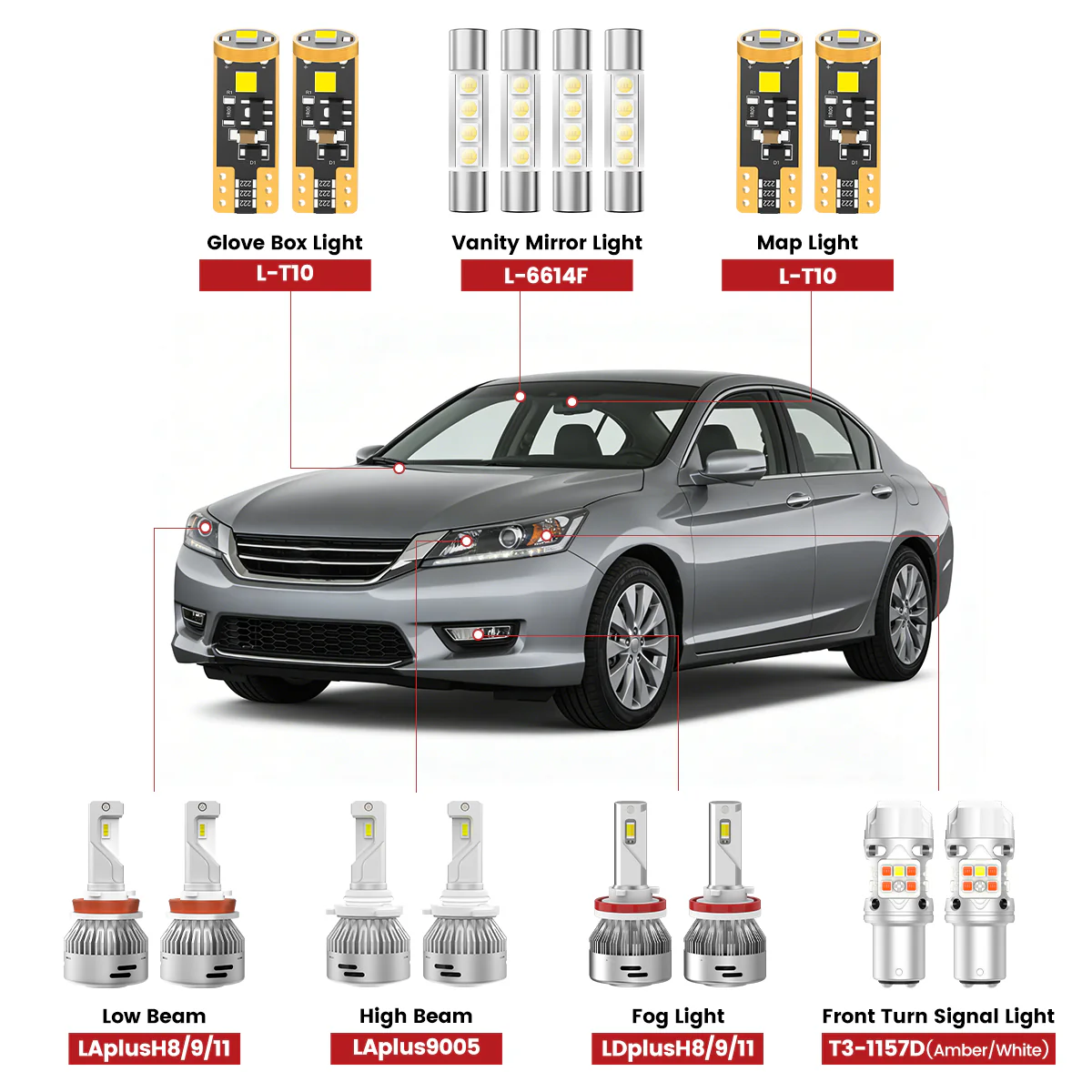 Fit for 2013-2015 Honda Accord LED Bulbs Upgrade | Tested and Verified