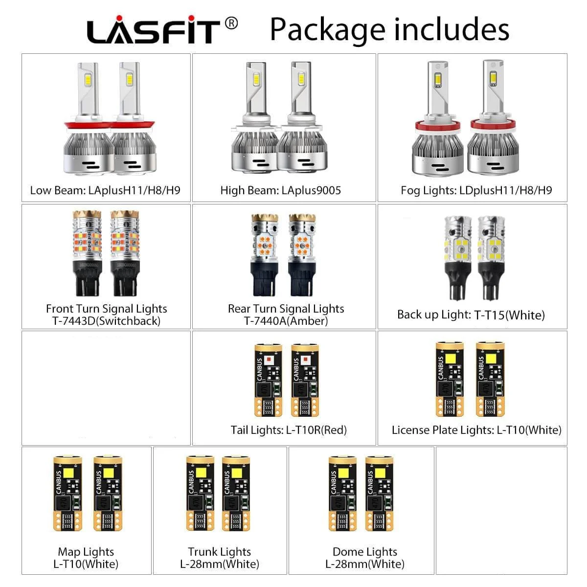 Fit for 2014-2015 Honda Civic LED Headlight Fog Exterior Interior Light Bulbs - Image 2