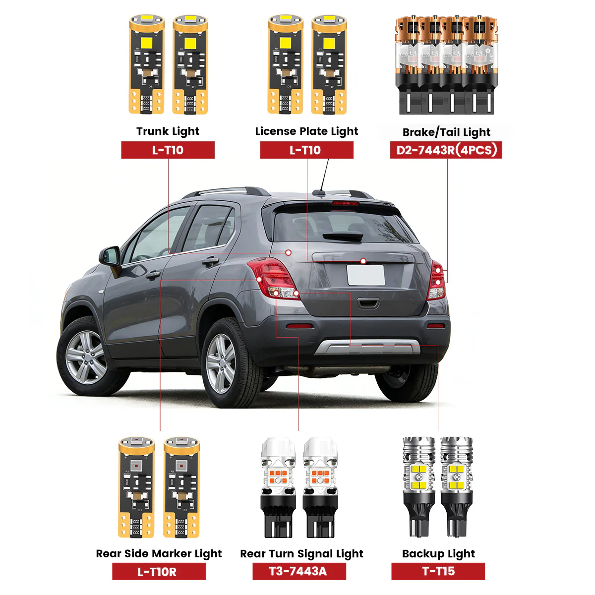 Fit for 2015-2016 Chevrolet Trax The Brightest LED Bulbs Upgrade - Image 2