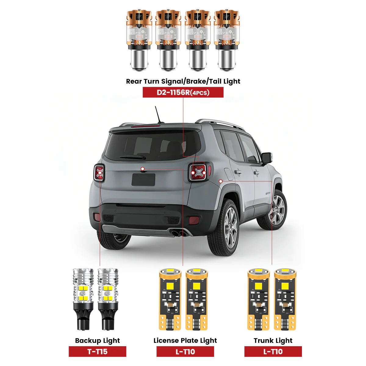 Fit for 2015-2018 Jeep Renegade The Brightest LED Bulbs Upgrade - Image 2