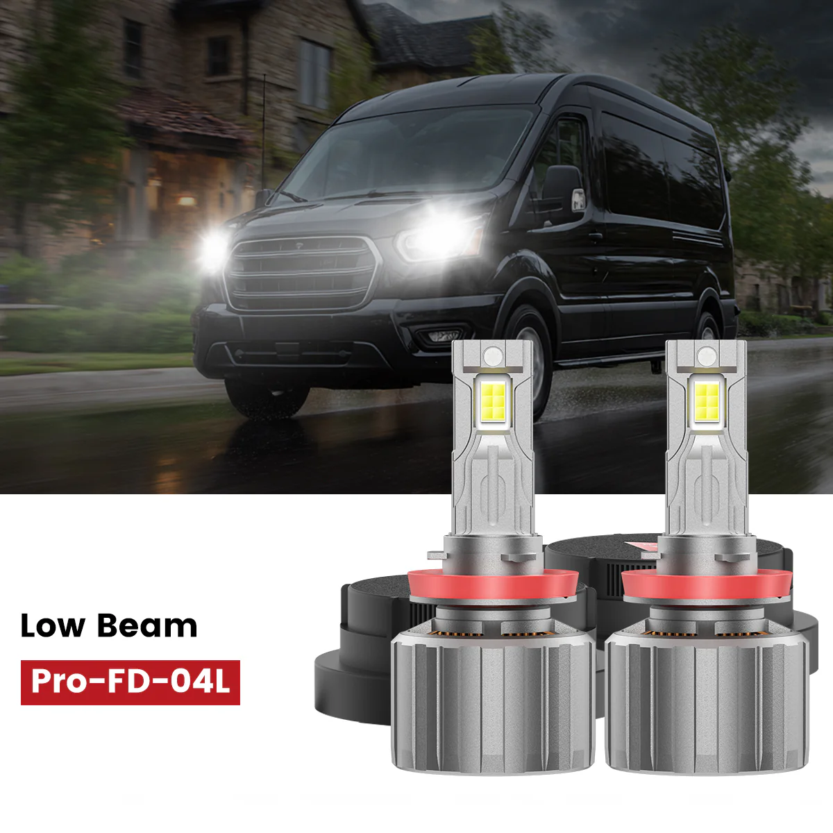 Fit for 2015-2025 Ford Transit-150/250/350 Custom H11 9005 LED Bulbs w/ Dust Cover | Pro-DC Series - Image 9