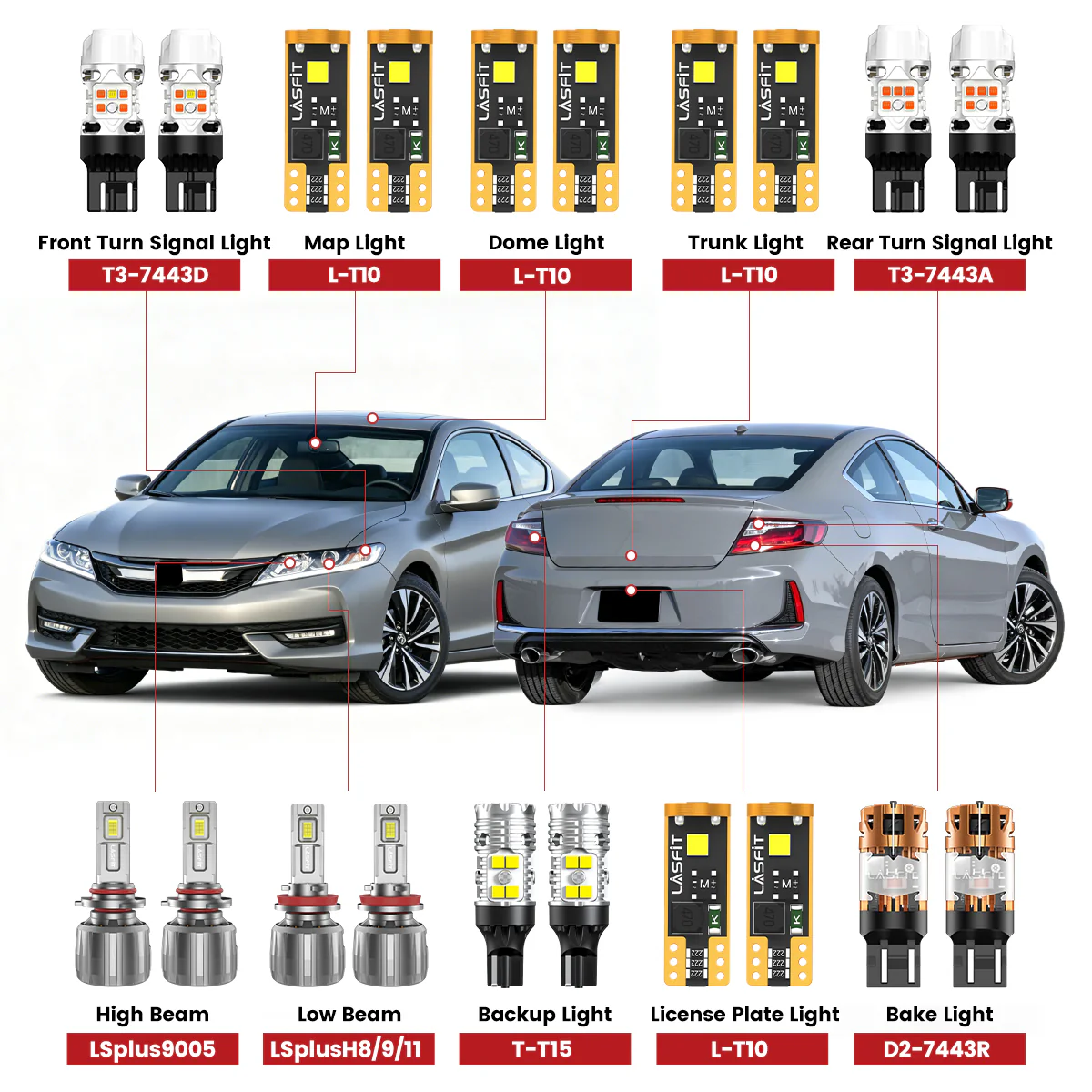 Fit for 2016-2017 Honda Accord Coupe The Brightest LED Bulbs Upgrade