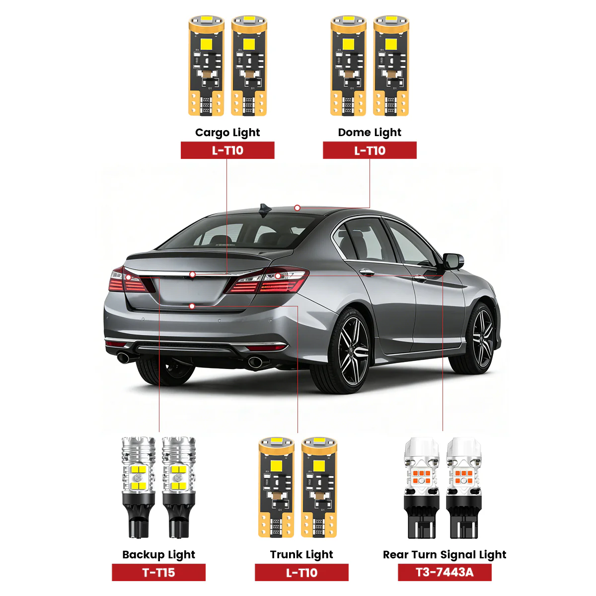 Fit for 2016-2017 Honda Accord The Brightest LED Bulbs Upgrade - Image 2