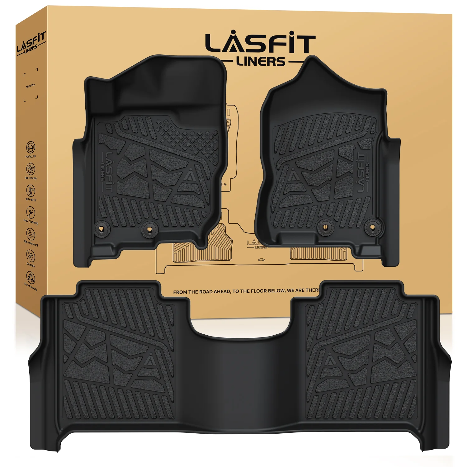 Fit for 2016-2024 Nissan Titan XD TPE Floor Mats, Fit Equipped with Rear Seat Cargo Organizer - Image 8