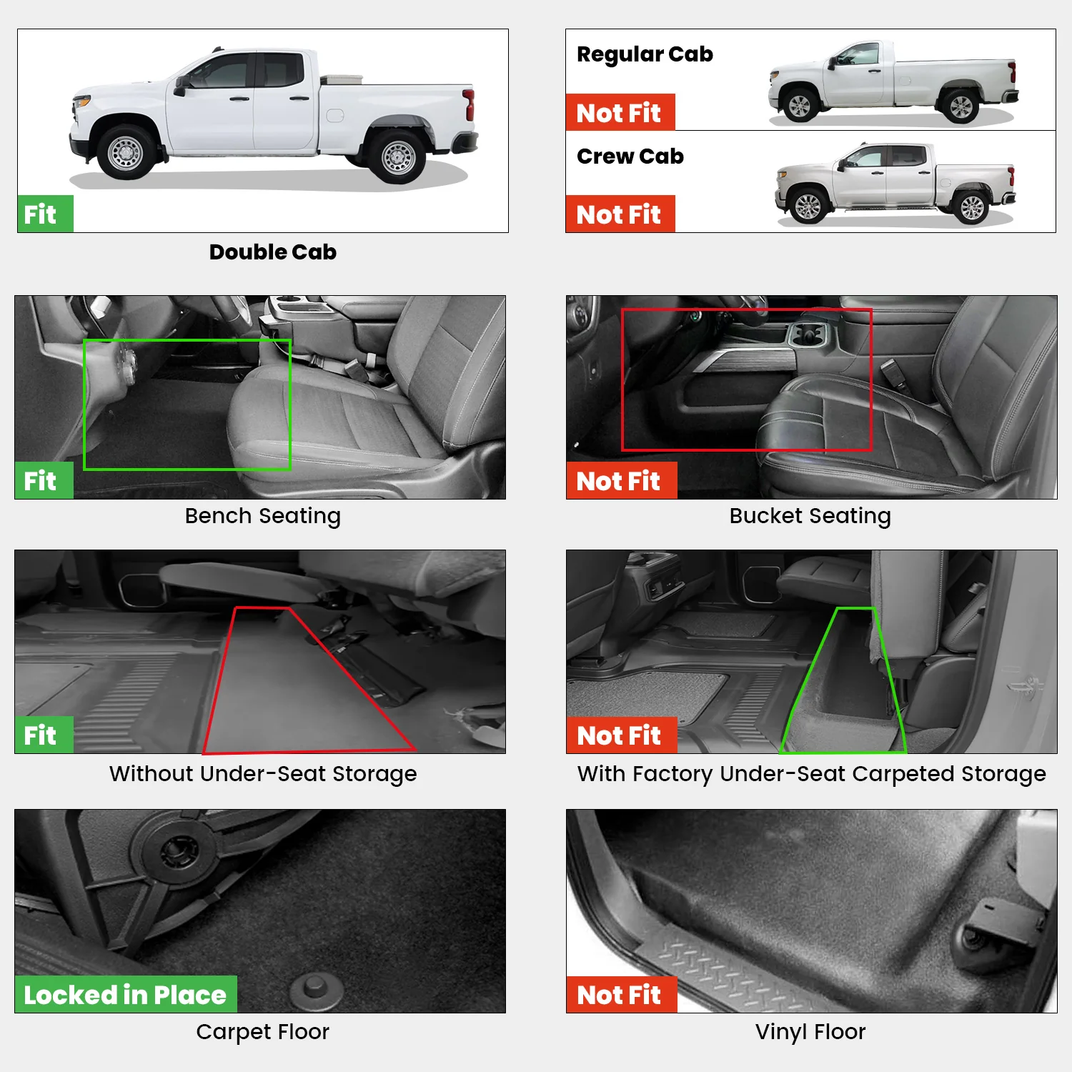 Fit for 2019-2026 GMC Sierra & Sierra Denali 1500 Floor Mats, Fit Carpet Floor Only, Not Fit 2019 Sierra LD - Image 30