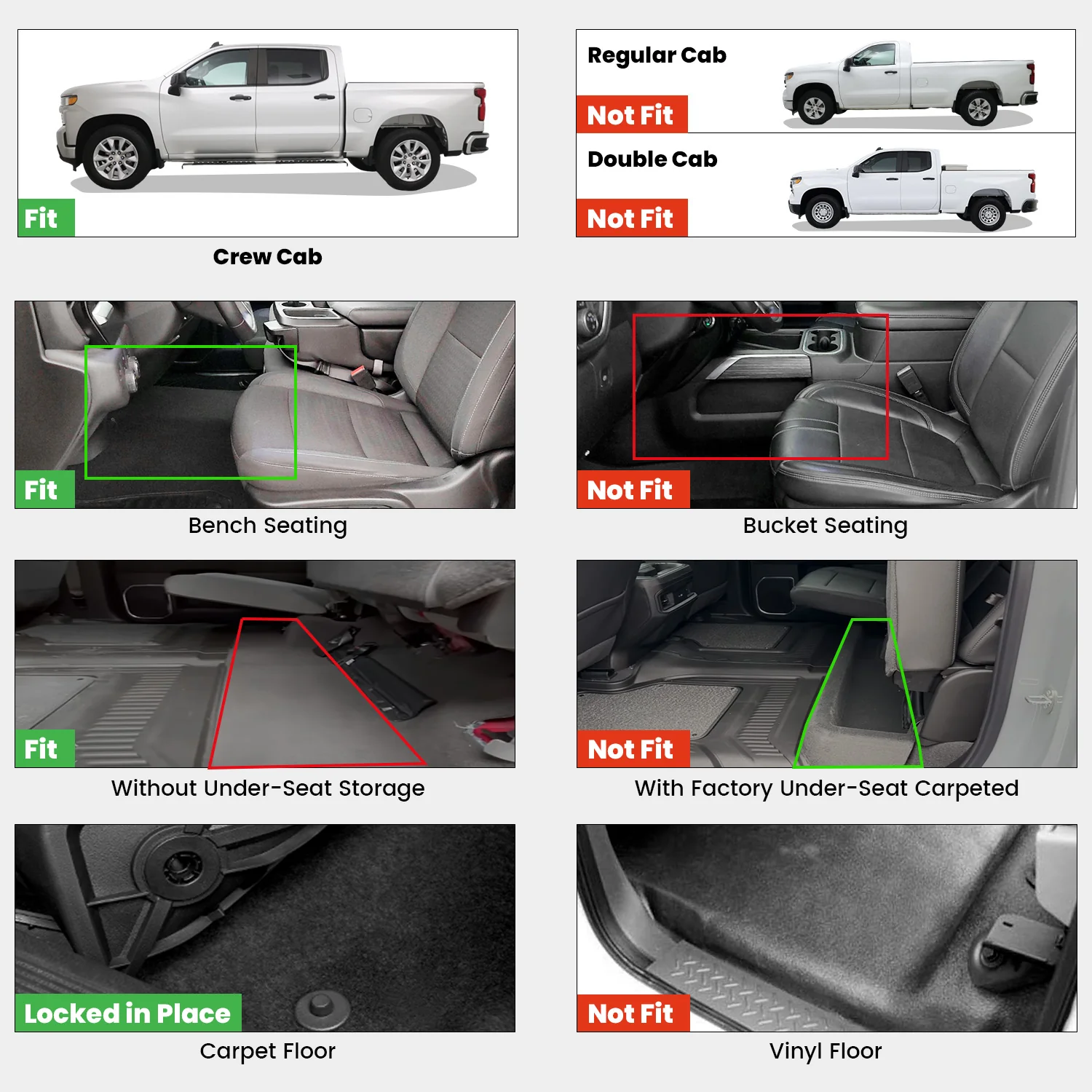 Fit for 2019-2026 GMC Sierra & Sierra Denali 1500 Floor Mats, Fit Carpet Floor Only, Not Fit 2019 Sierra LD - Image 40