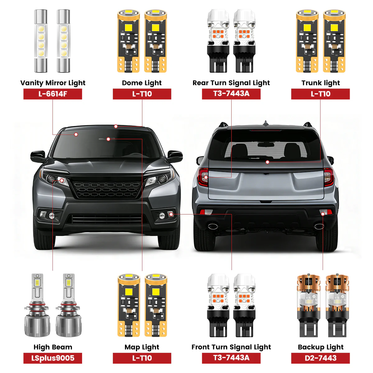 Fit for 2019-2021 Honda Passport The Brightest LED Bulbs Upgrade