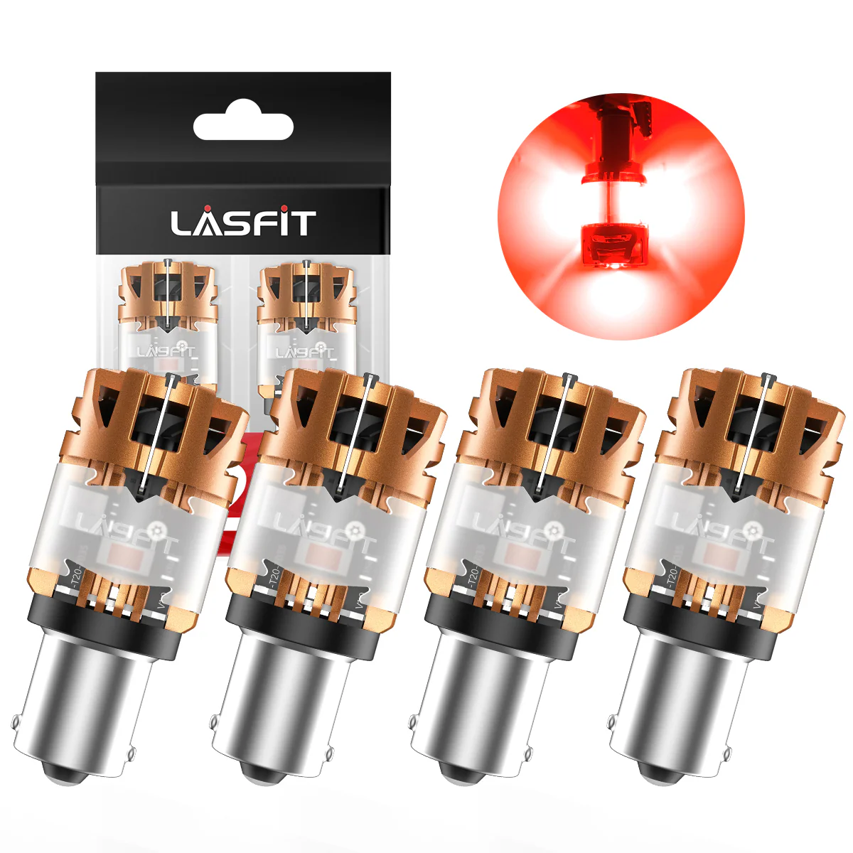 Red 1156 CanBus-Ready Rear Turn Signal Light Brake Light Tail Light LED Bulbs | D2 Series - Image 9
