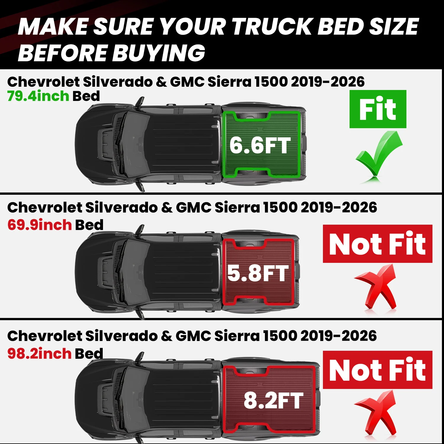 Fit for 2019-2026 Chevrolet Silverado 1500 Truck Bed Mat or Tailgate Mat, Not for 2019 Silverado LD - Image 22