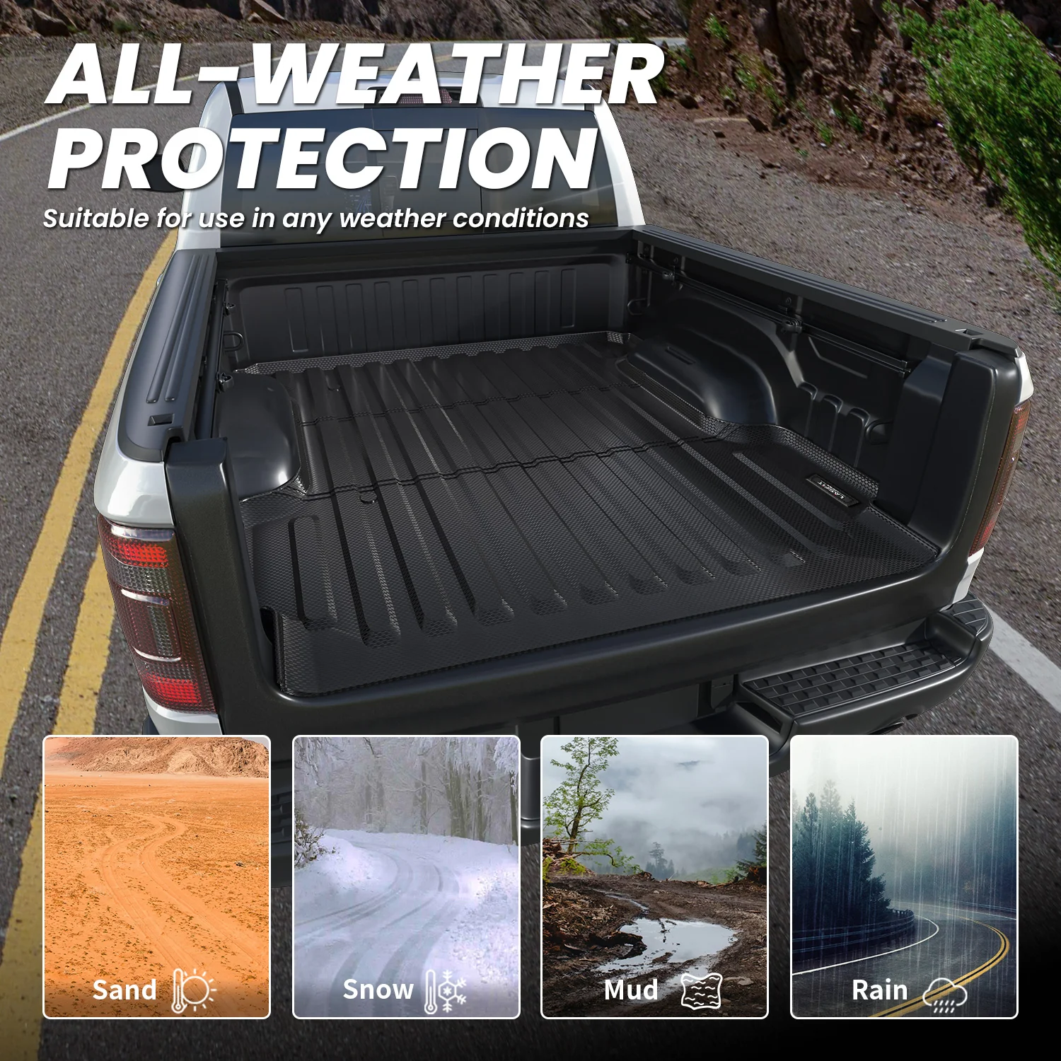 Fit for 2019-2026 Ram 1500 Truck Bed Mat & Tailgate Mat, Fit without RAM RamBox, Not Fit Drop-in liners - Image 26