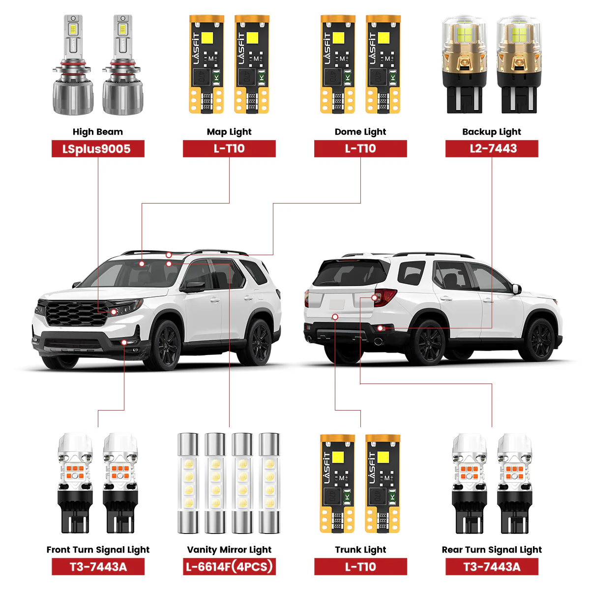 Fit for 2022-2025 Honda Passport The Brightest LED Bulbs Upgrade | Tested and Verified