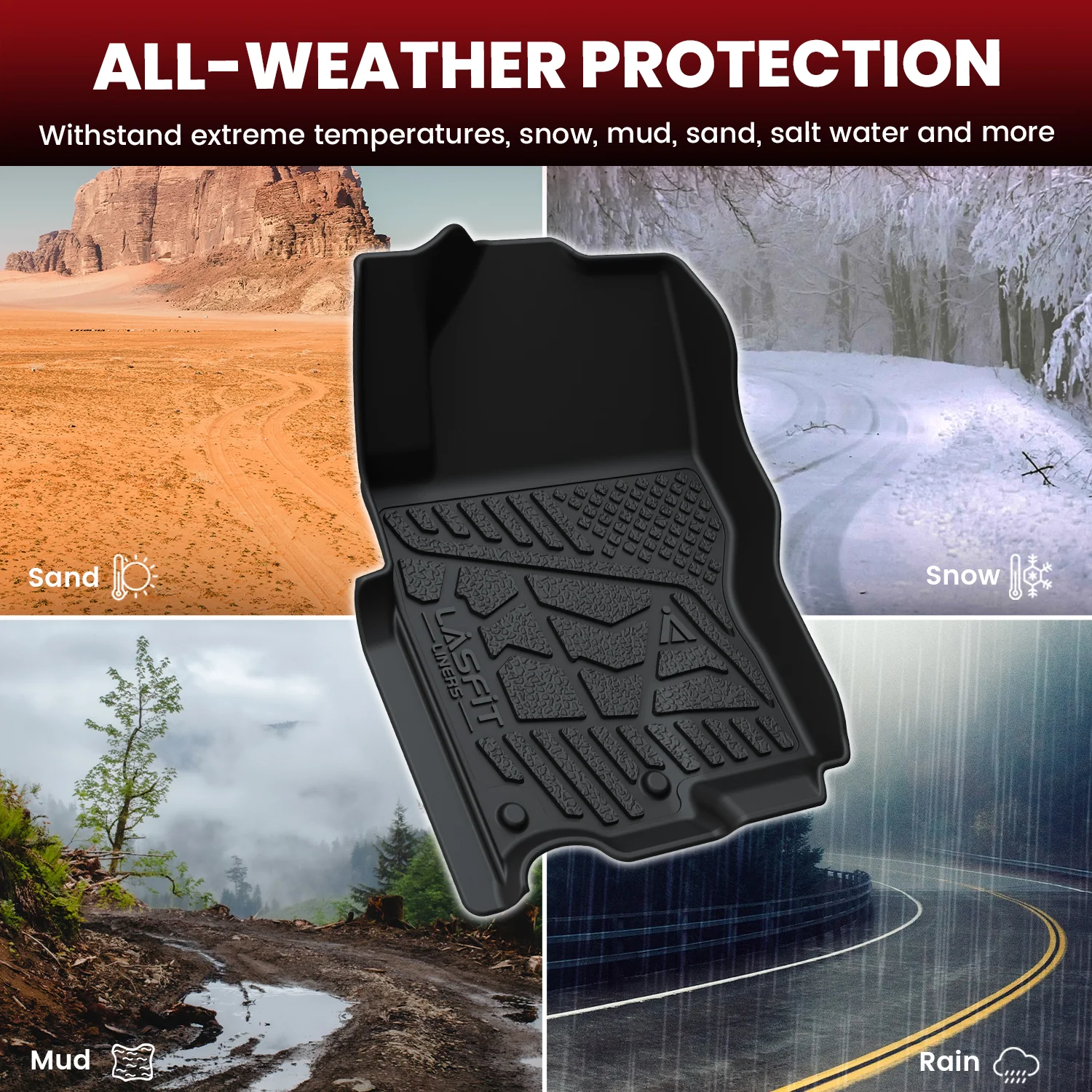 Fit for 2022-2026 Nissan Frontier TPE Floor Mats, Fit Crew Cab Only - Image 4