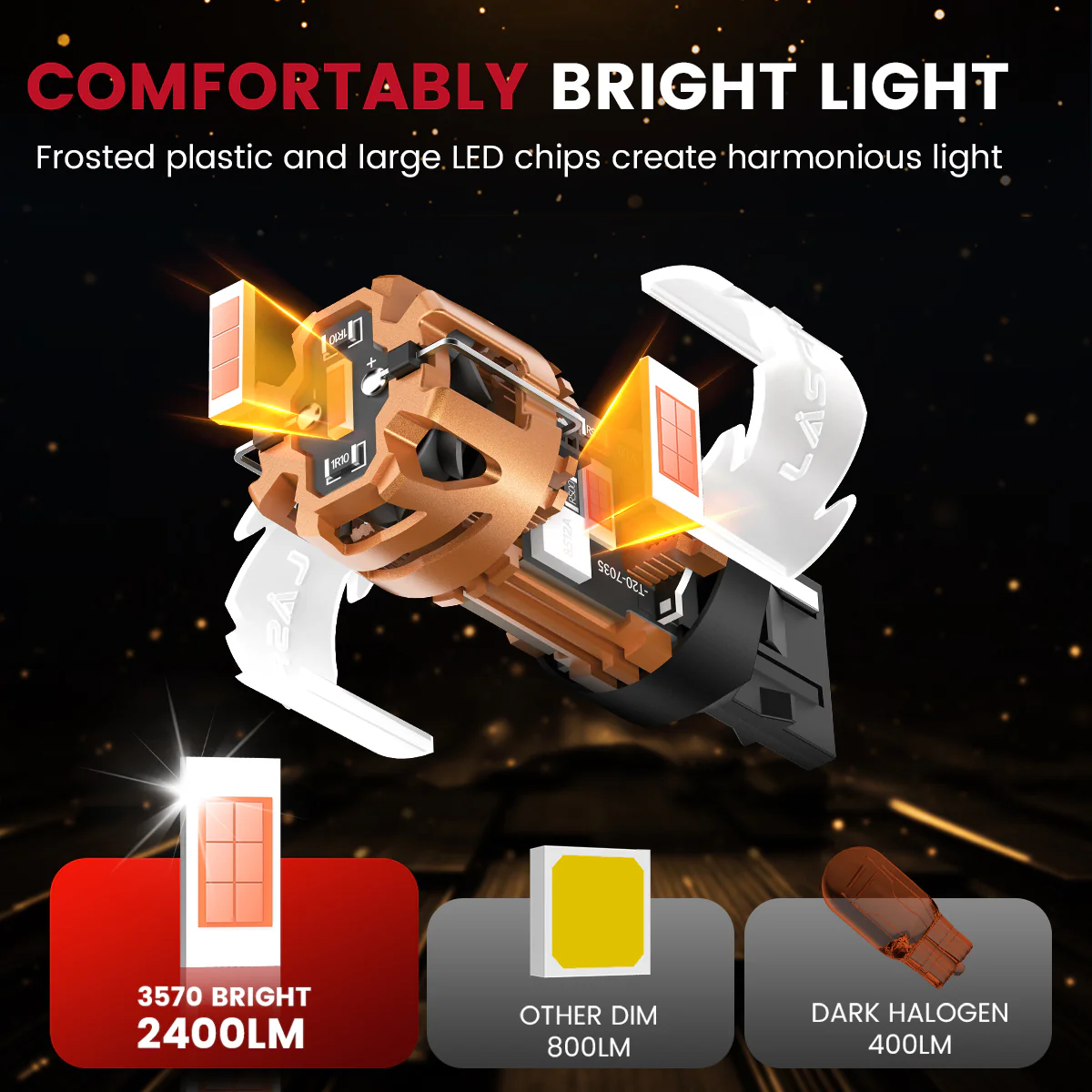 Red 7440 CanBus-Ready Rear Turn Signal Light Brake Light Tail Light LED Bulbs | D2 Series - Image 7