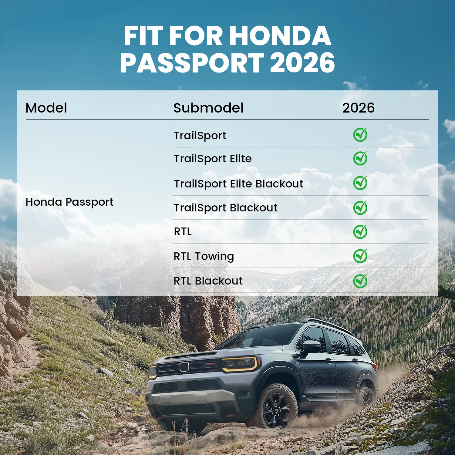 Fit for 2026 Honda Passport Floor Mats or Cargo Mat or Seatback Mat - Image 2