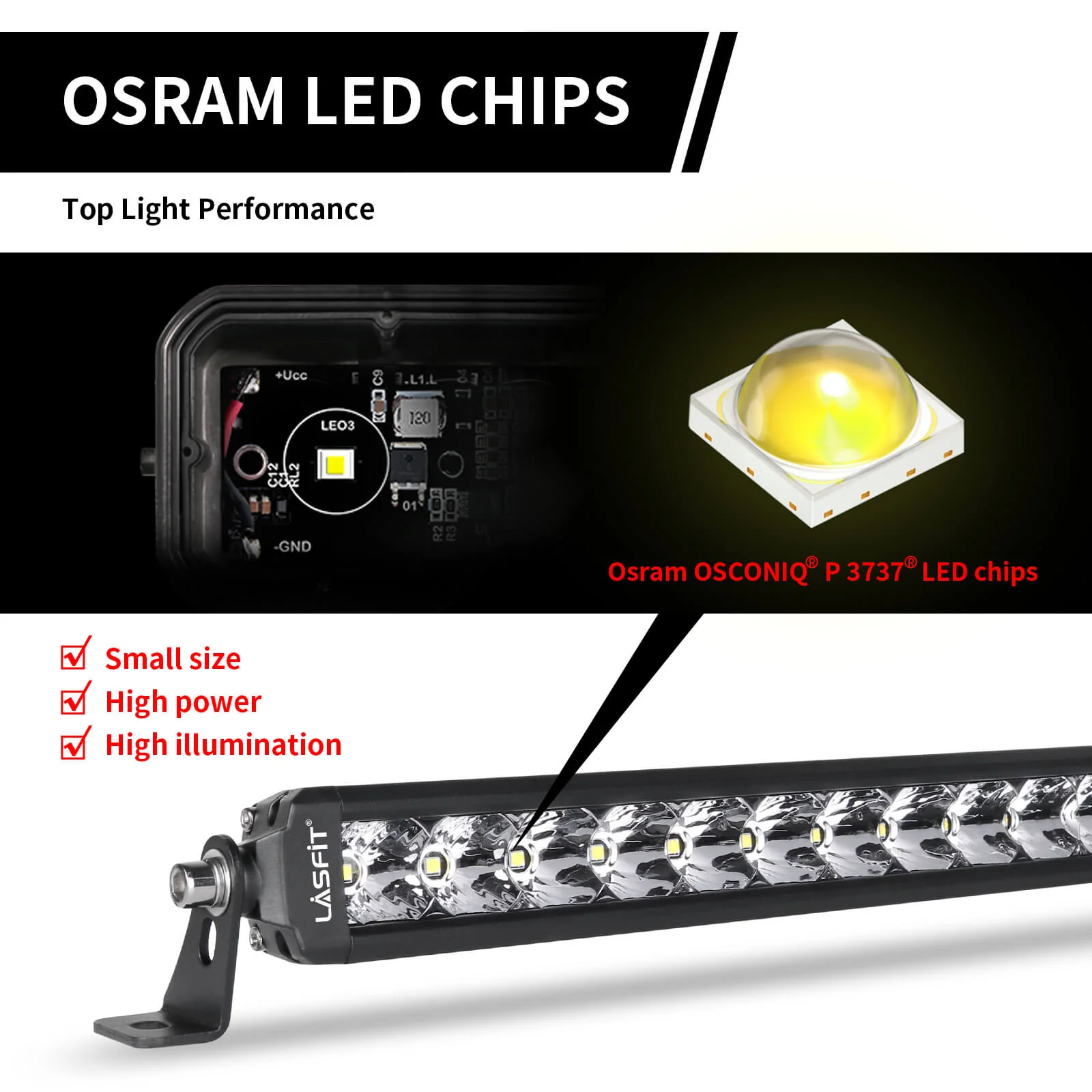 52 Inch Off-Road LED Light Bars Roof Windshield Rear Combo Flood Spot Single Row - LASFIT - Image 8