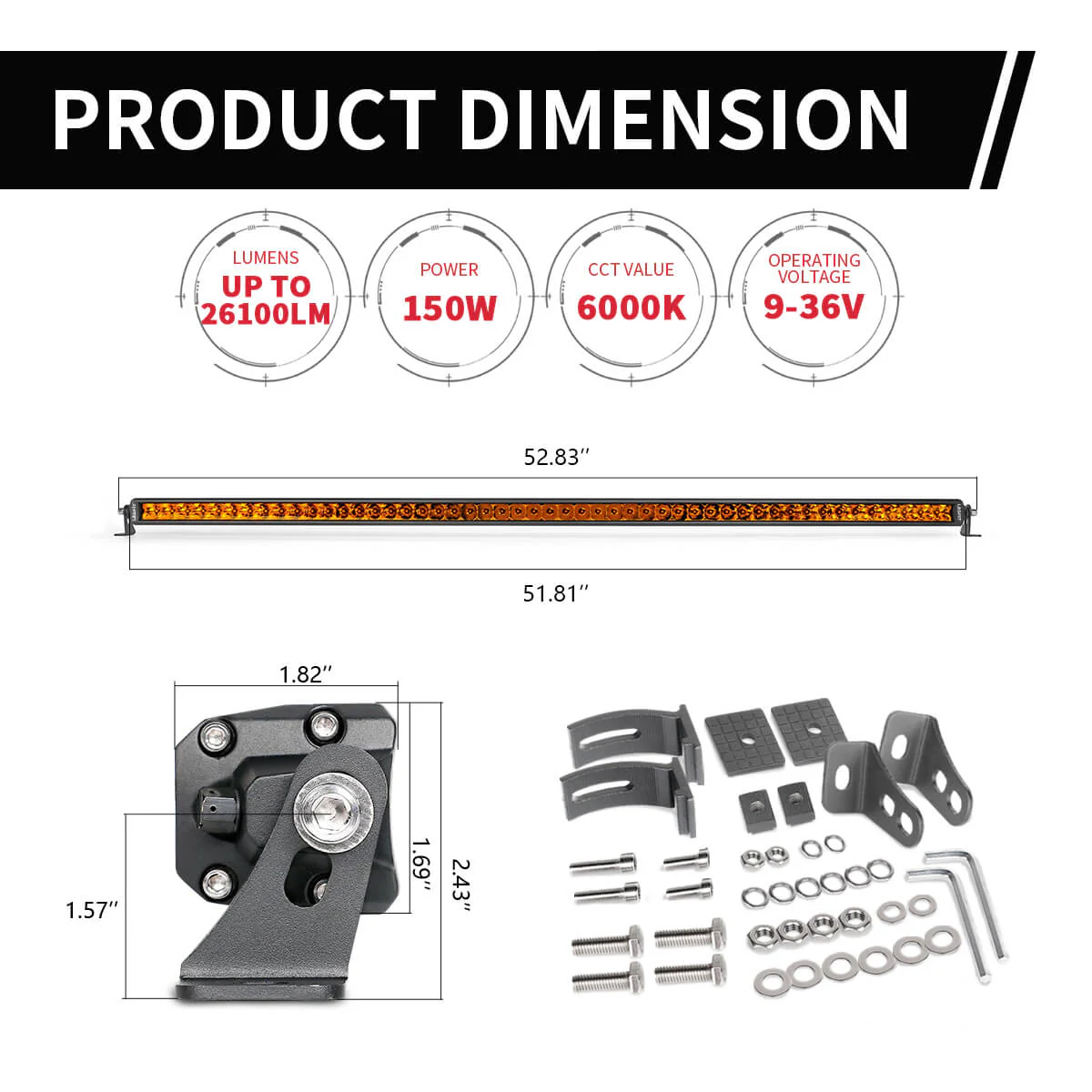 52" Light Bar Hood Mount Kit For 2018-2024 Jeep Wrangler JL Gladiator JT | LASFIT - Image 19