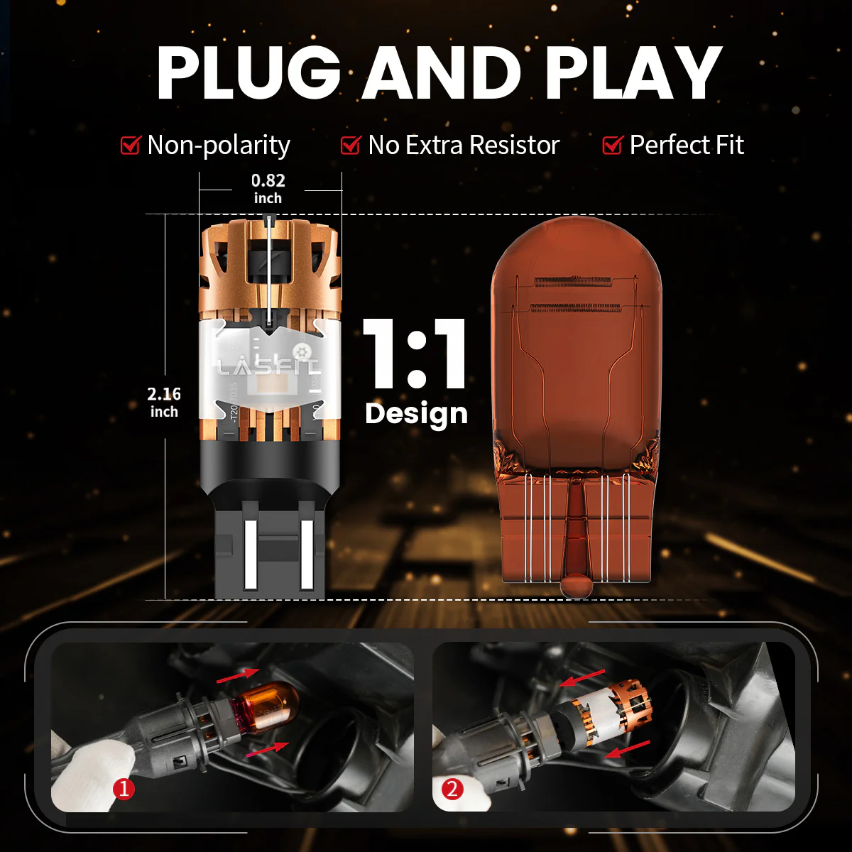Amber 7443 CanBus-Ready Turn Signal Light LED Bulbs | D2 Series - Image 8