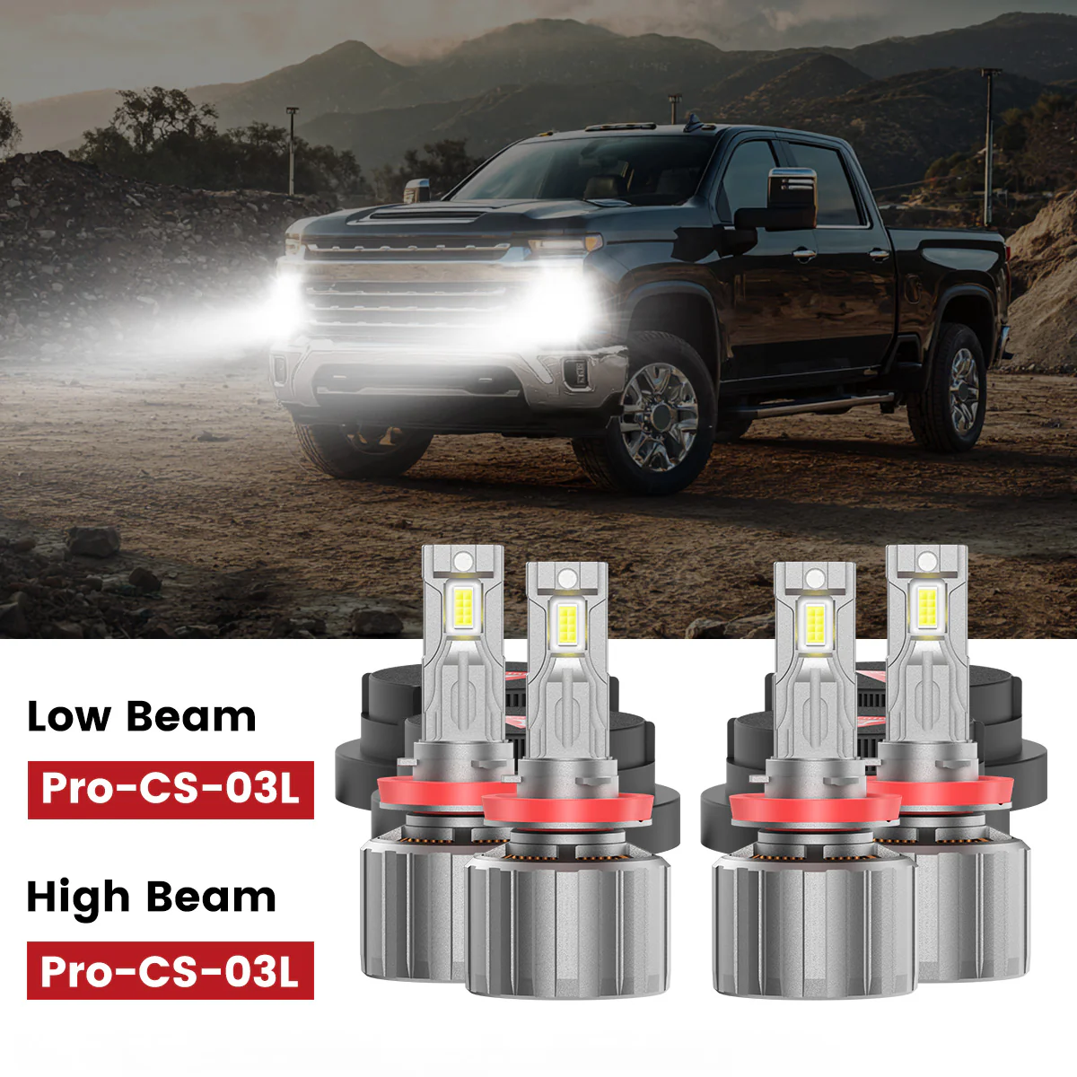 Fit for 2020-2026 Chevrolet Silverado HD 2500 3500 Custom H11 H9 LED Bulbs with Dust Cover | Pro-DC Series - Image 2