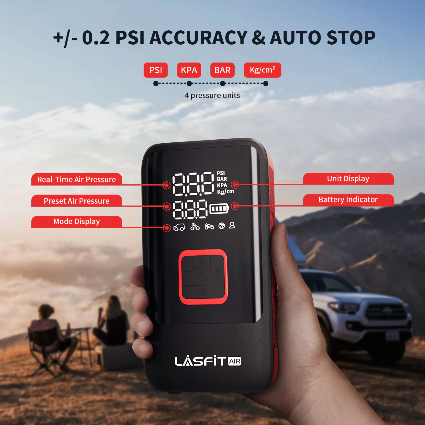 LASFIT AIR Cordless Portable Air Compressor for Pickup Trucks & Large SUVs & Cars - Image 8