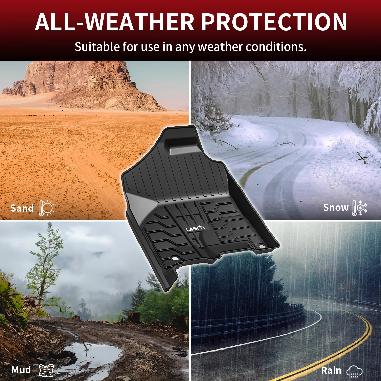Fit for 2013-2018 Ram 1500 All-Weather 1st row Floor Mats, Fit Carpet Floor Only - Image 6