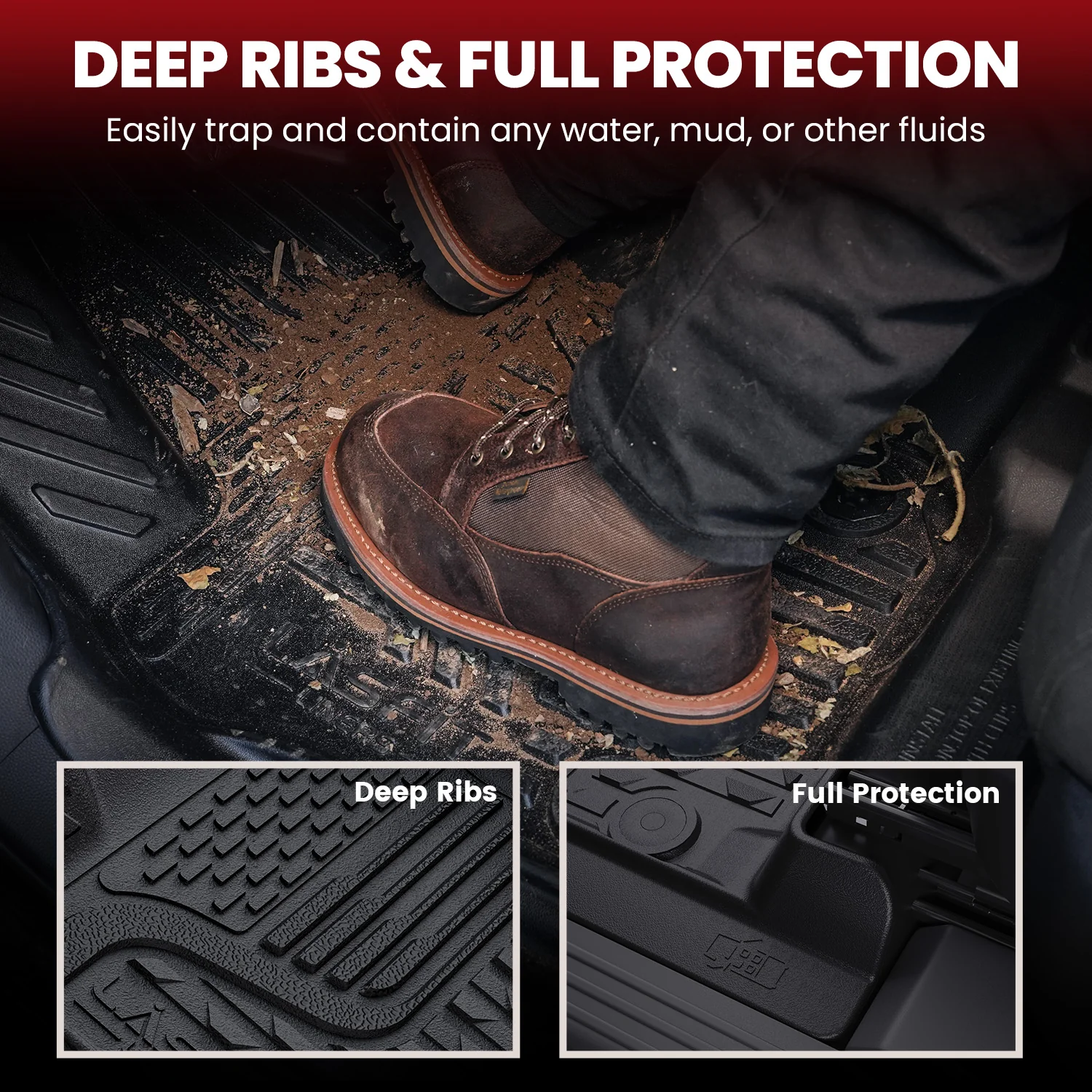 Fit for 2019-2024 Ram 1500 Classic All-Weather TPE Floor Mats, Fit Carpet Floor Only - Image 21