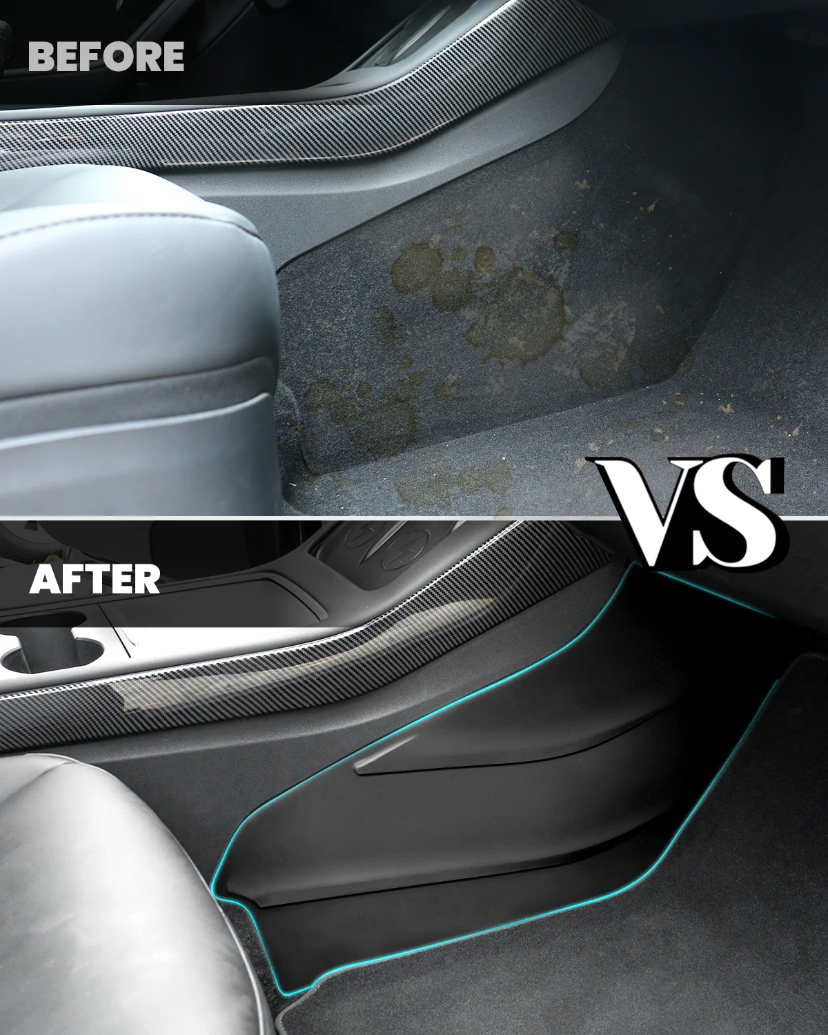 Fit For 2020-2023 Tesla Model Y Center Console Side Anti Kick Pads Water Resistant & Dirt Protector Cover Pad Matte Console Protector Interior Accessories - Image 5