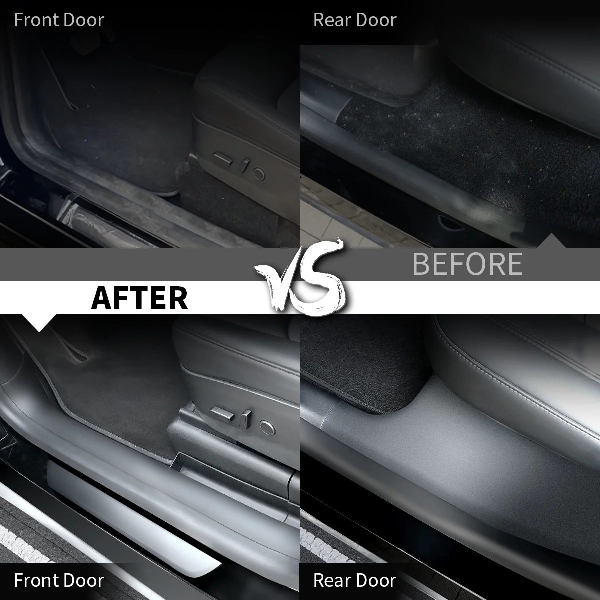 Fit For 2020-2023 Tesla Model Y Door Sill Protector Matte TPE & ABS Front and Rear Door Entry Guard Decoration Scuff Plate Accessories, Don't fit 7 Seats - Image 8