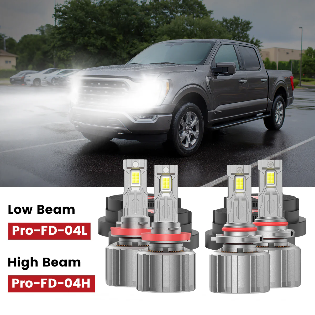 Fit for 2018-2023 Ford F-150 Custom H11 9005 LED Bulbs w/ Dust Cover | Pro-DC Series - Image 2