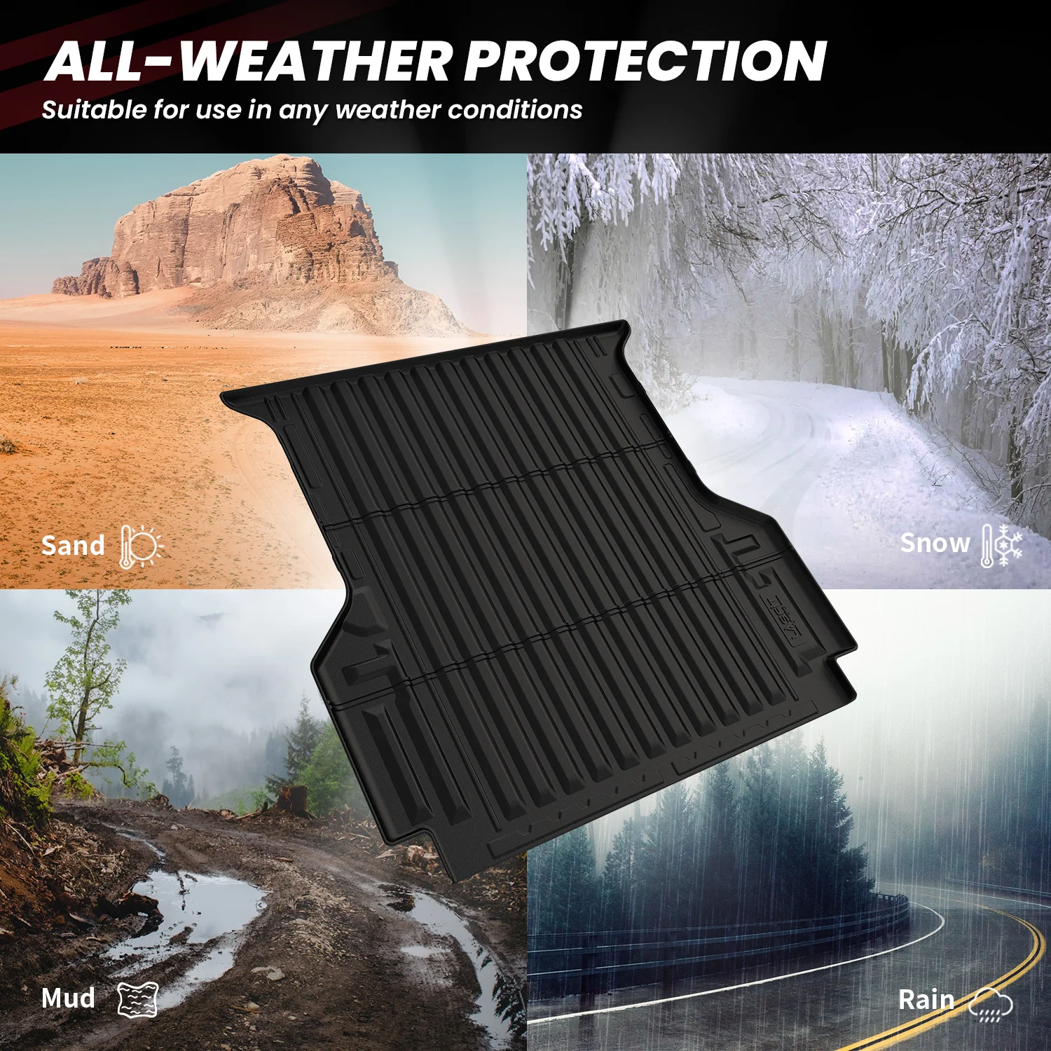 Fit for 2024-2026 Ford Ranger 5FT(59.6") Heavy Duty Truck Bed Mat or Tailgate Mat, Not Fit Drop-in liners - Image 34