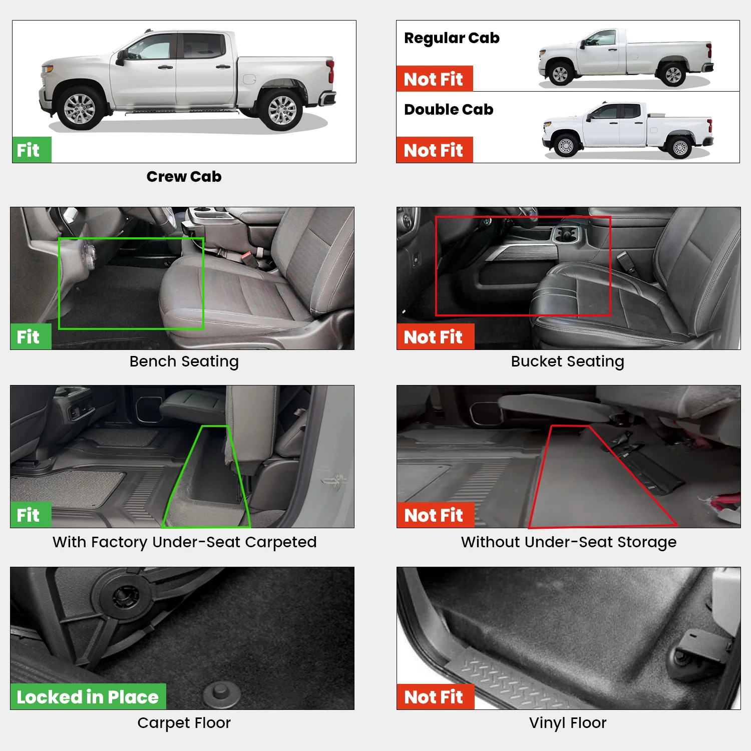 Fit for 2019-2026 GMC Sierra & Sierra Denali 1500 Floor Mats, Fit Carpet Floor Only, Not Fit 2019 Sierra LD - Image 20