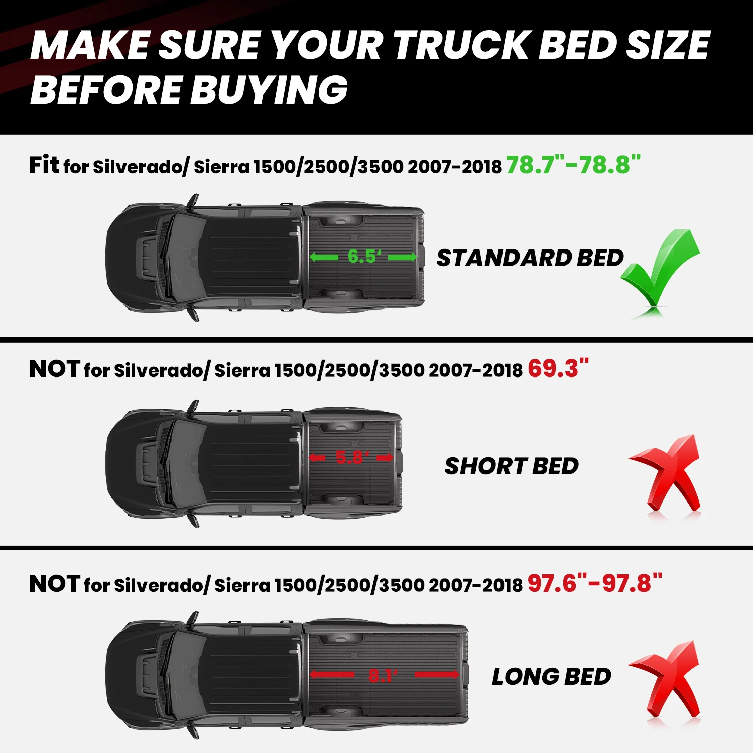 Fit for 2011-2019 GMC Sierra 2500HD 3500HD Heavy Duty 6.5FT(Standard Box) Bed Mat - Image 3