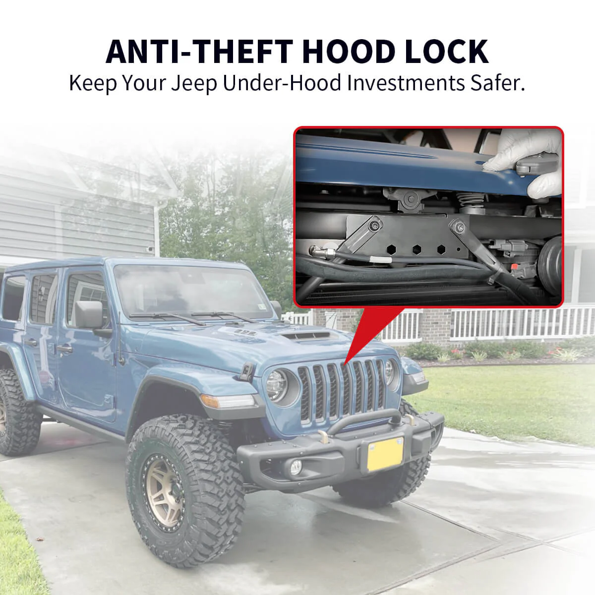Lasfit Stealth Anti-Theft Automatic Hood Lock System for 18-23 Jeep Wrangler JL/JLU and Gladiator JT(Version 2.0), Don't fit 2024+ Jeep Wrangler/Gladiator - Image 5
