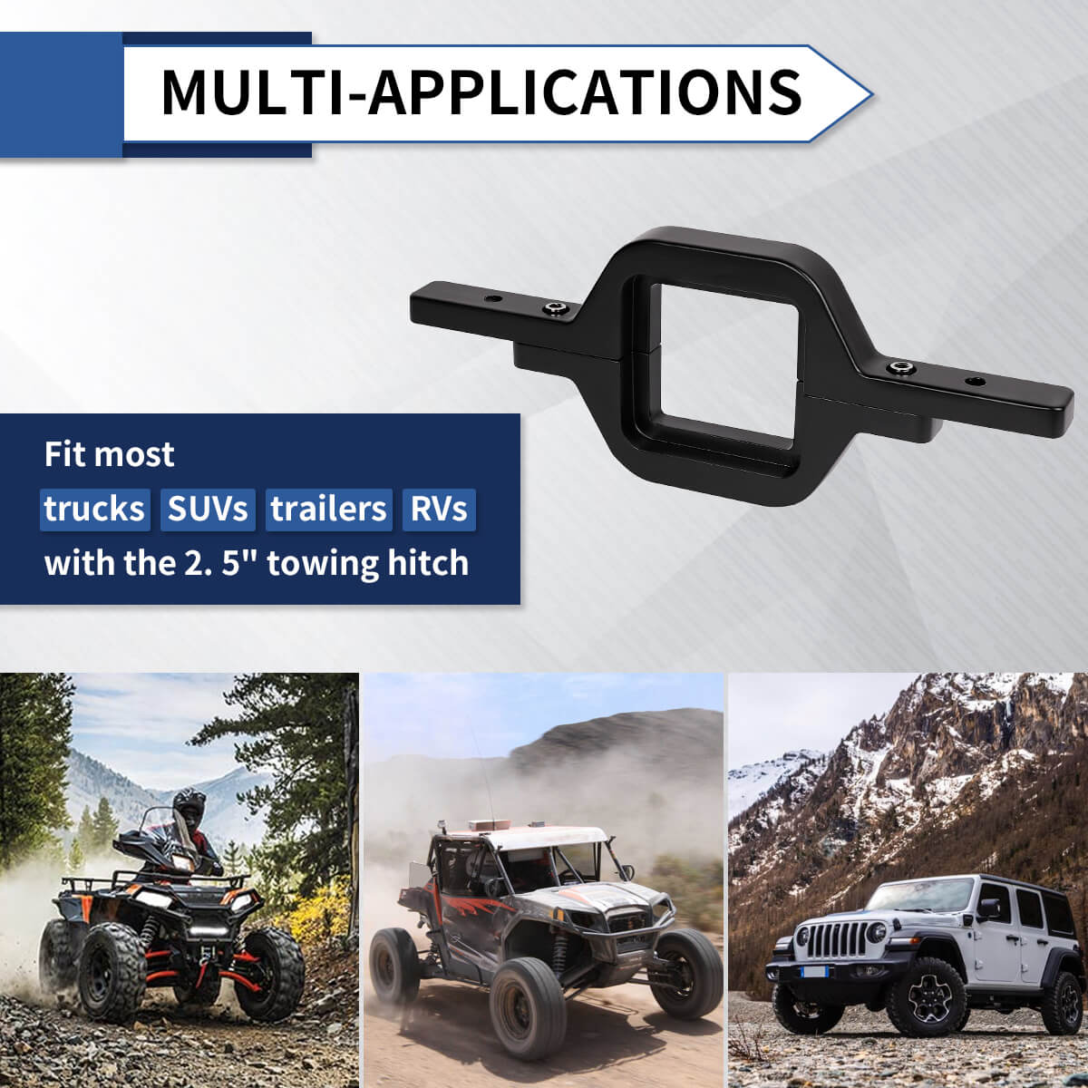 Universal Tow Hitch Dual LED Mounting Bracket Reverse Light Bracket 2.5 Inch | LASFIT - Image 5