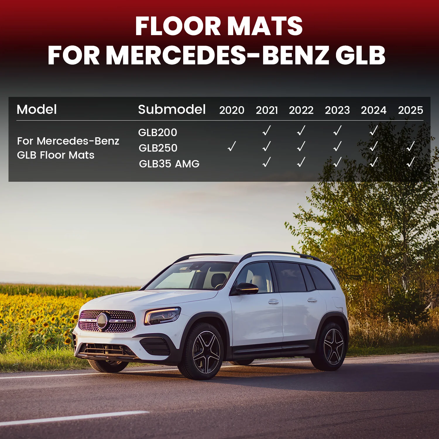 Fit for 2020-2026 Mercedes Benz GLB 1st & 2nd Row Floor Mats, Only Fit 5 Seats - Image 8