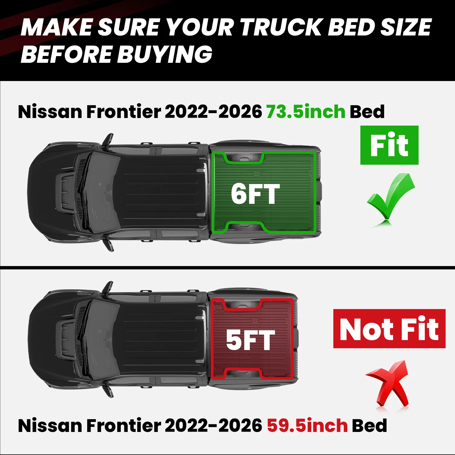 Fit for 2022-2026 Nissan Frontier Heavy Duty Truck Bed Mat or Tailgate Mat - Image 11