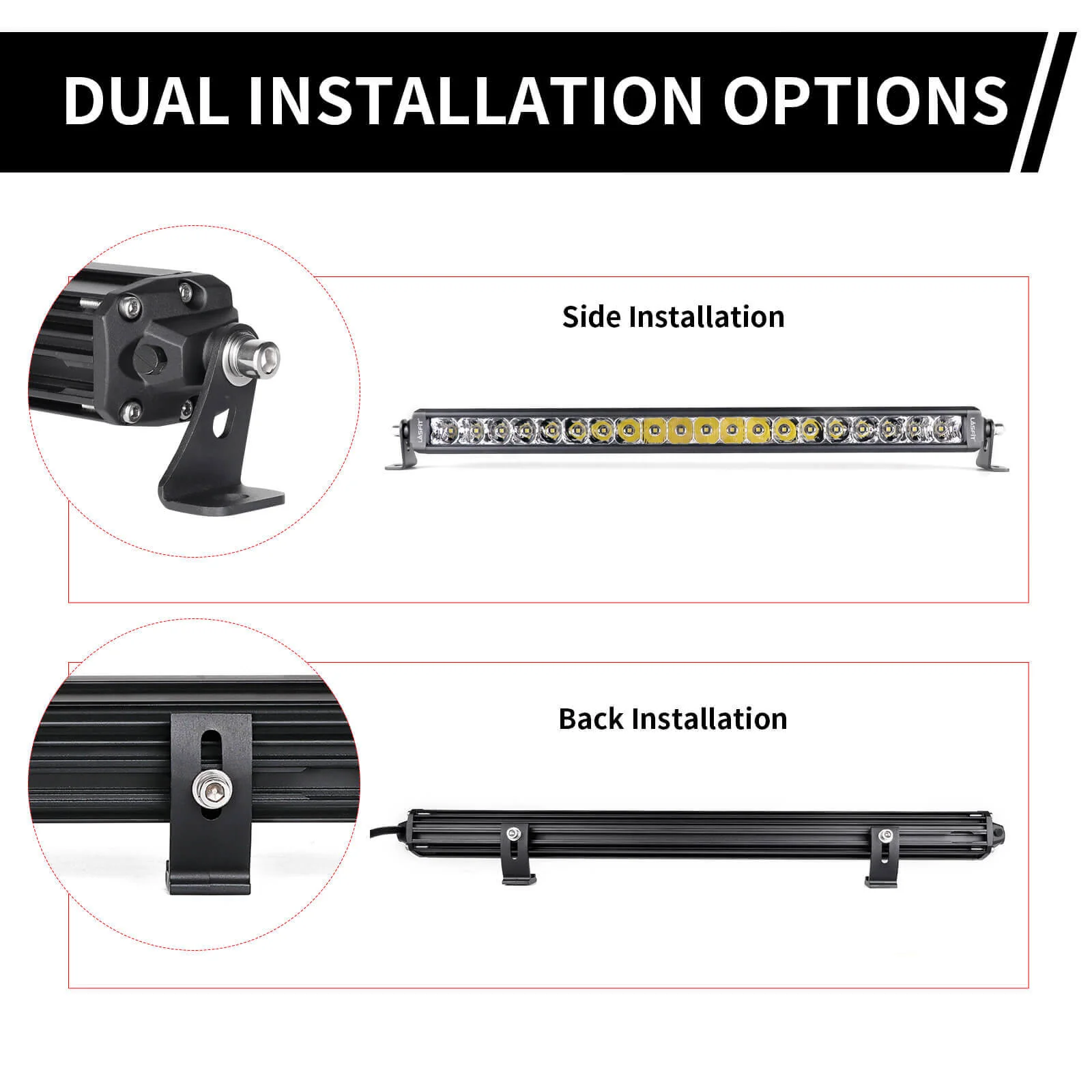 LASFIT Off-Road LED Light Bars 12 22 32 42 52 Inch Spot Flood Combo Single Row - White - Image 12