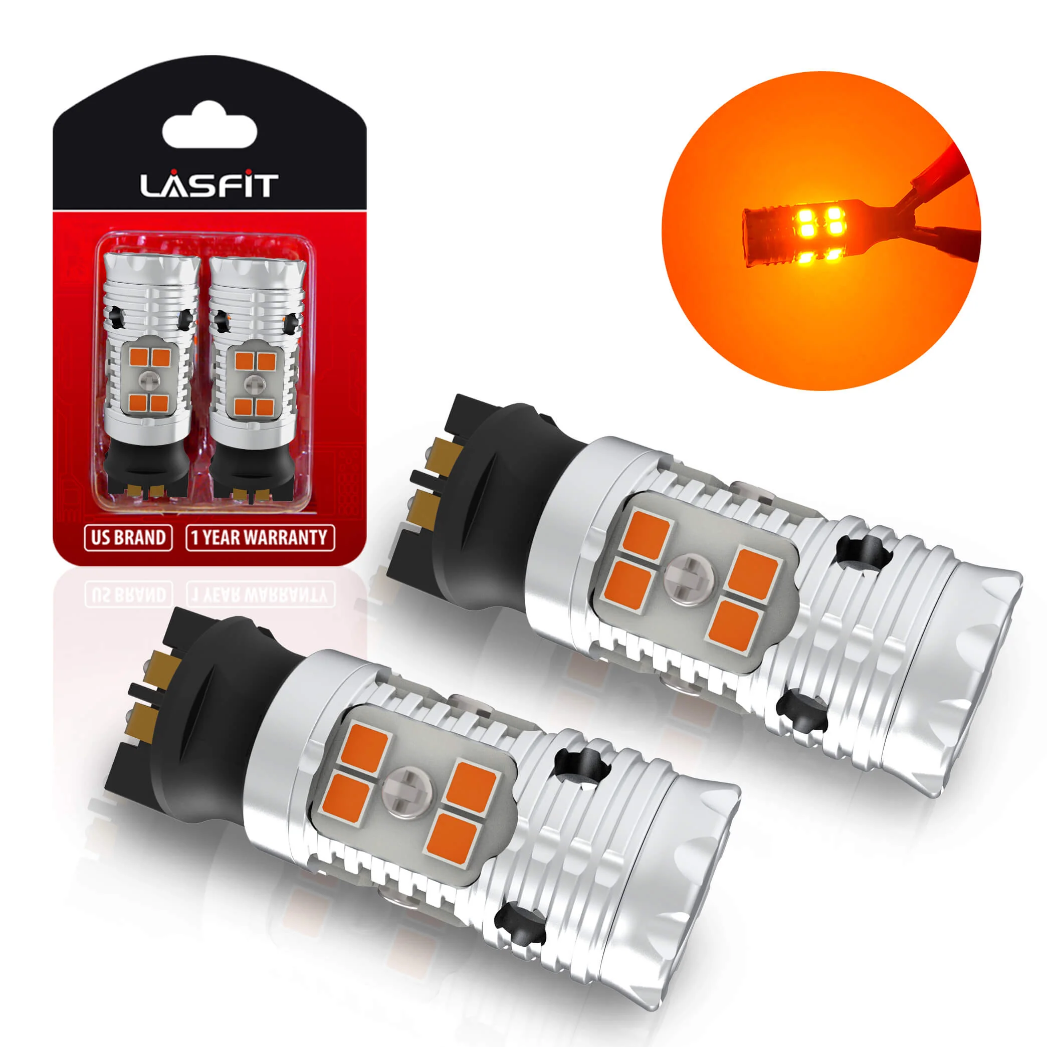 PWY24W PW24W CANBUS Anti Hyper Flash LED Turn Signal Lights Blinker Bulbs | Amber Yellow, 2 Bulbs