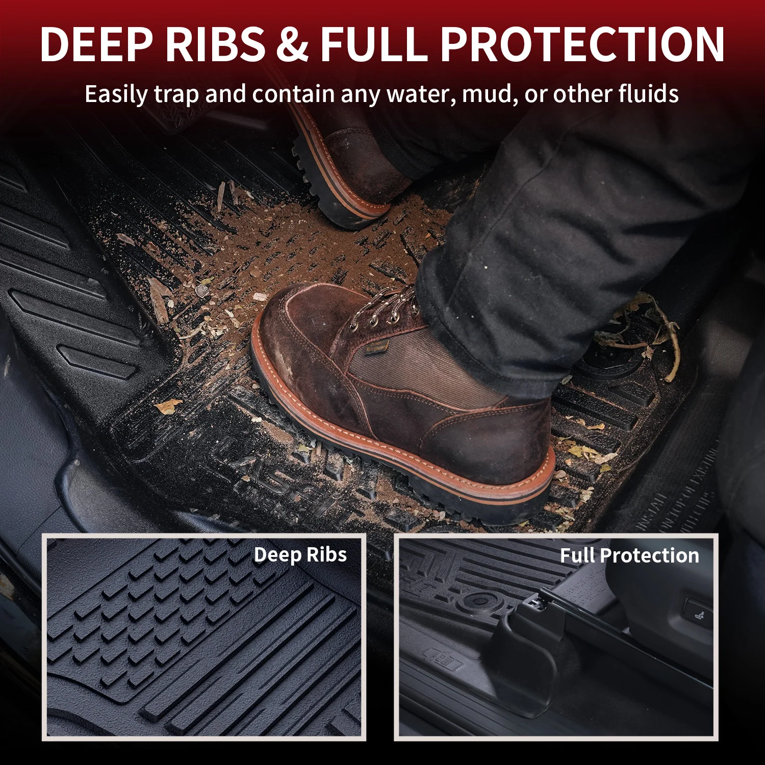 Fit for 2025-2026 Ram 1500 All-weather Floor Mats With Bucket Seating Only - Image 14