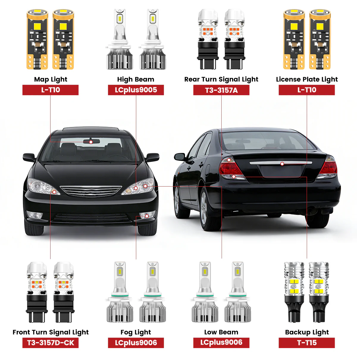 Fit for 2002-2006 Toyota Camry LED Bulbs Upgrade